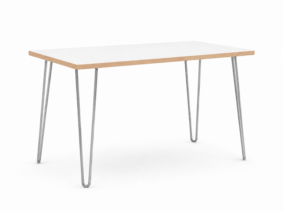 Vetre Hair Pin Desk - White Ash with Silver Legs