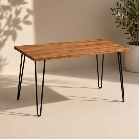 Vetre Hair Pin Desk - Walnut with Black Legs