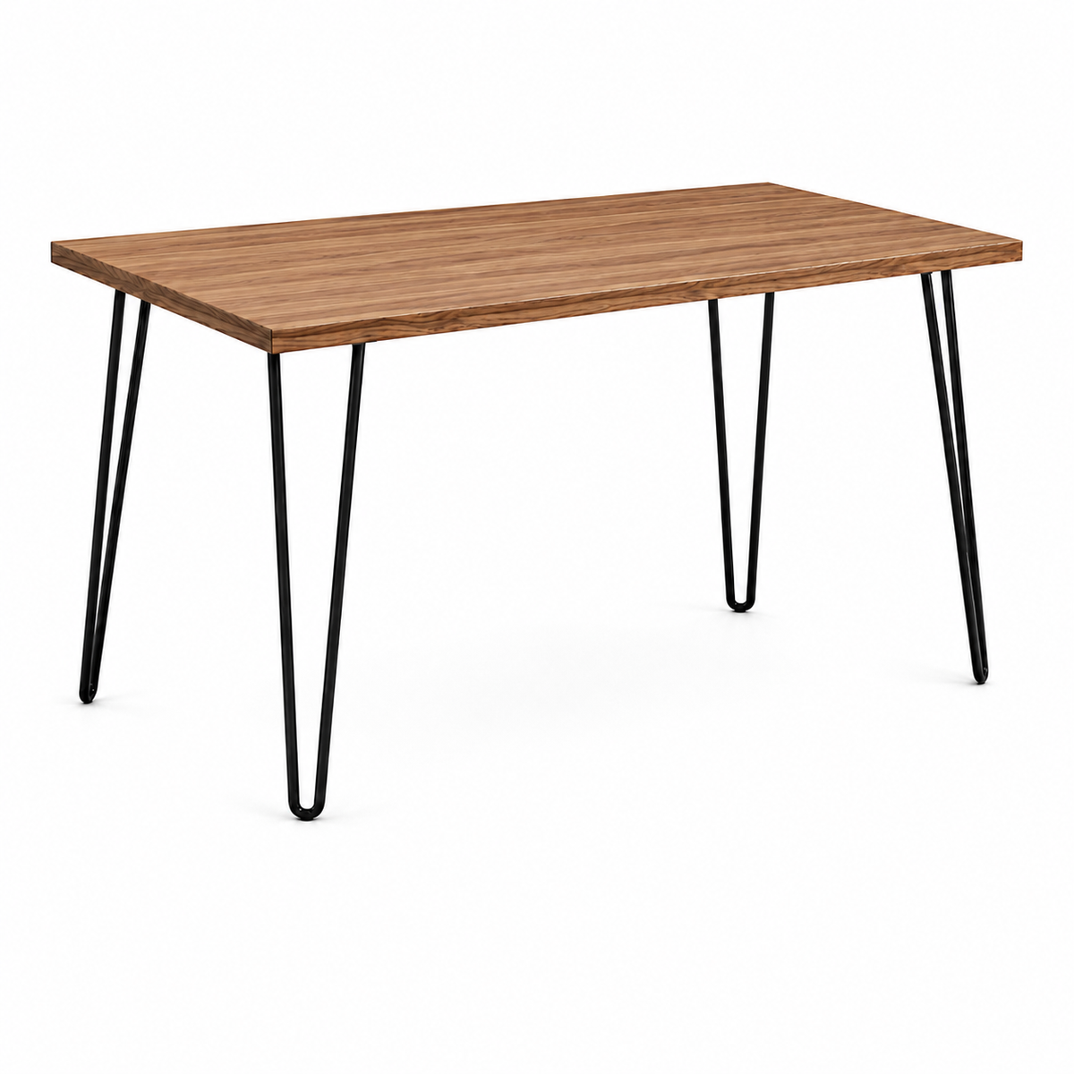 Vetre Hair Pin Desk - Walnut with Black Legs