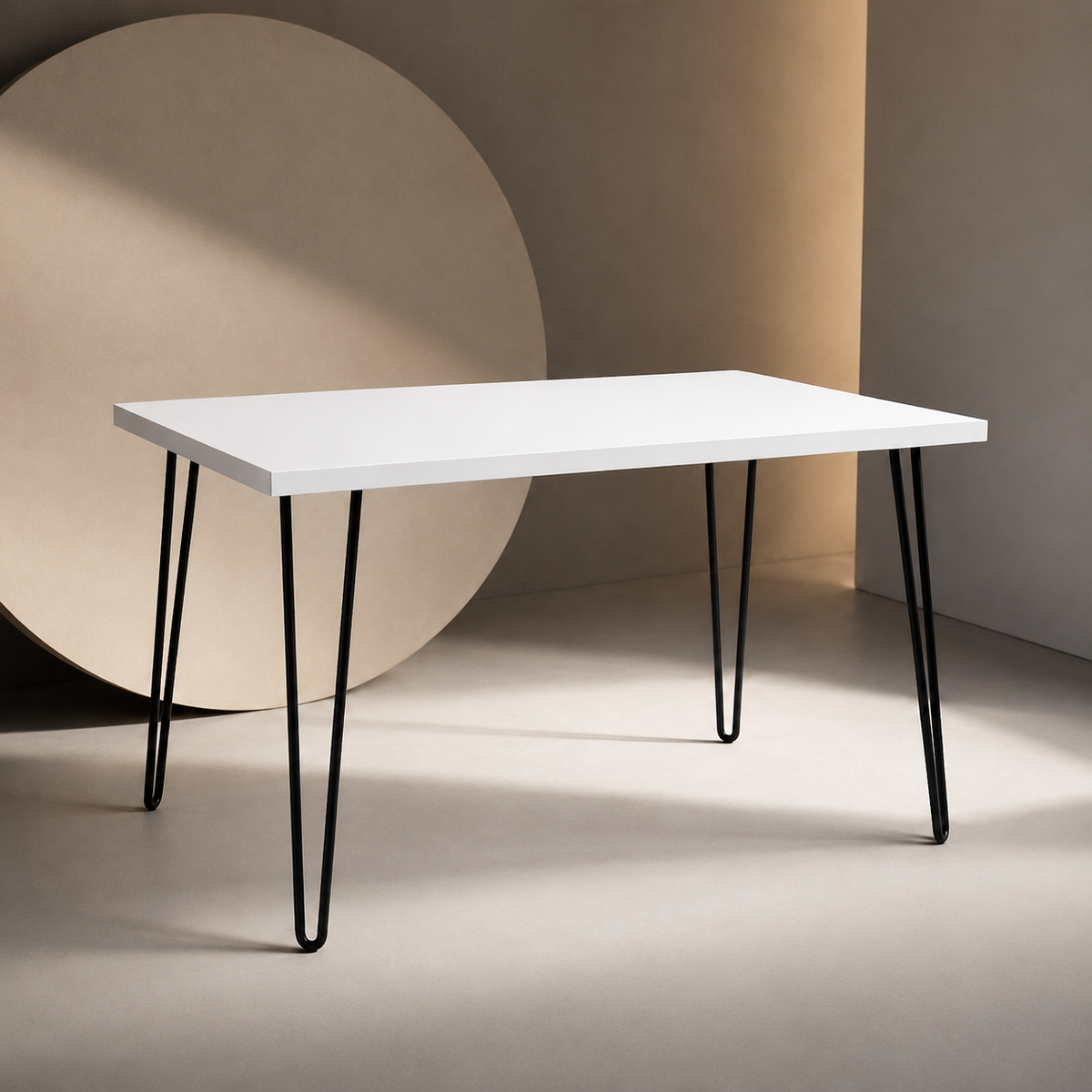 Vetre Hair Pin Desk – White with Black Legs