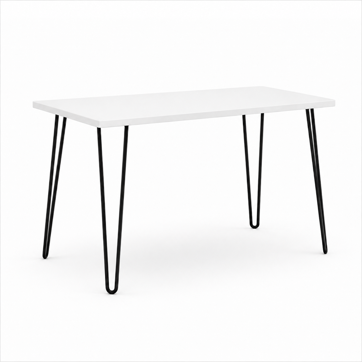 Vetre Hair Pin Desk – White with Black Legs